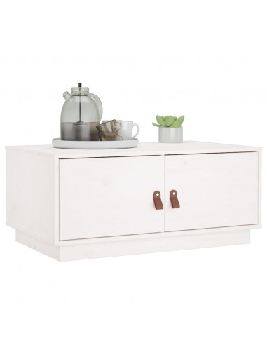 Tavolino da Salotto Bianco 80x50x35cm in Legno Massello di Pino