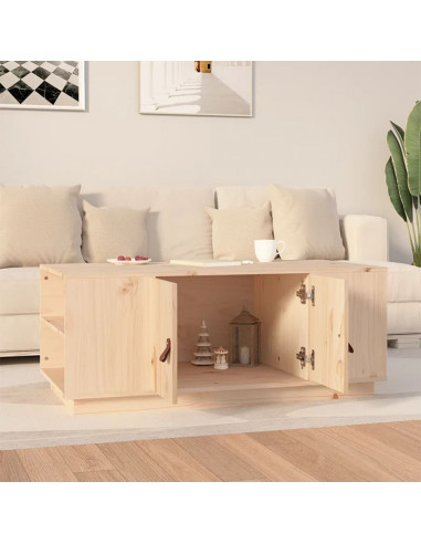 Tavolino da Salotto 100x50x41 cm in Legno Massello di Pino