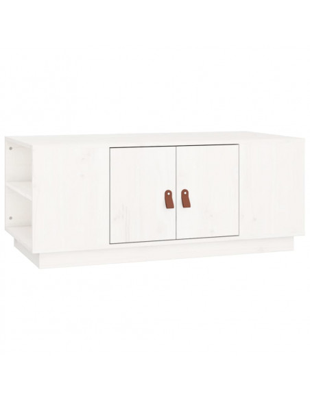 Tavolino da Salotto Bianco 100x50x41 cm Legno Massello di Pino