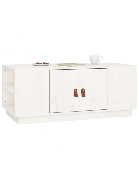 Tavolino da Salotto Bianco 100x50x41 cm Legno Massello di Pino