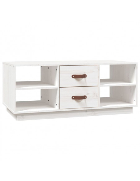 Tavolino da Salotto Bianco 100x50x41 cm Legno Massello di Pino