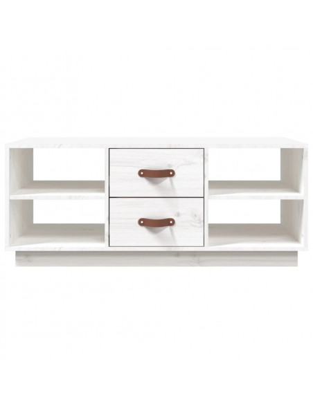 Tavolino da Salotto Bianco 100x50x41 cm Legno Massello di Pino