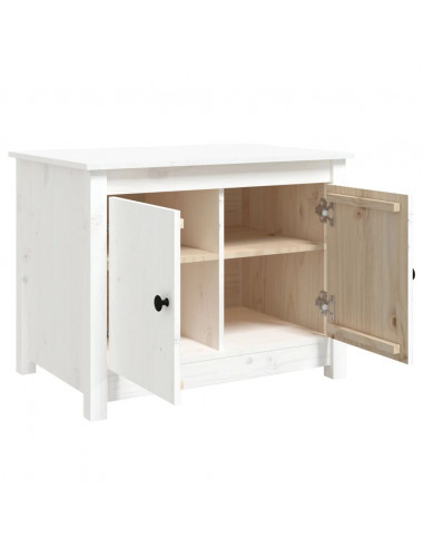 Tavolino da Salotto Bianco 71x49x55cm in Legno Massello di Pino