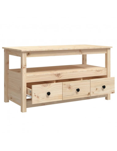 Tavolino da Salotto 102x49x55 cm in Legno Massello di Pino