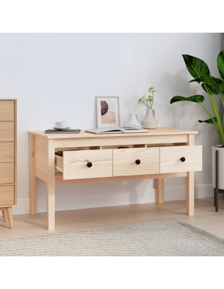 Tavolino da Salotto 102x49x55 cm in Legno Massello di Pino