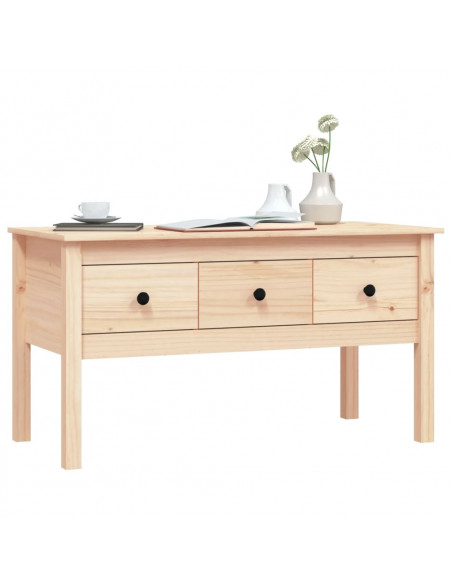 Tavolino da Salotto 102x49x55 cm in Legno Massello di Pino
