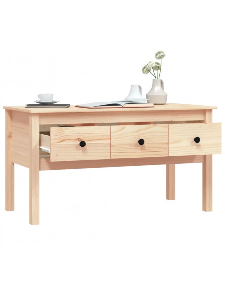 Tavolino da Salotto 102x49x55 cm in Legno Massello di Pino