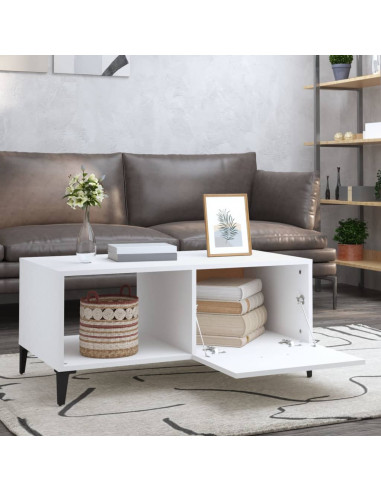 Tavolino da Salotto Bianco 90x50x40 cm in Legno Multistrato