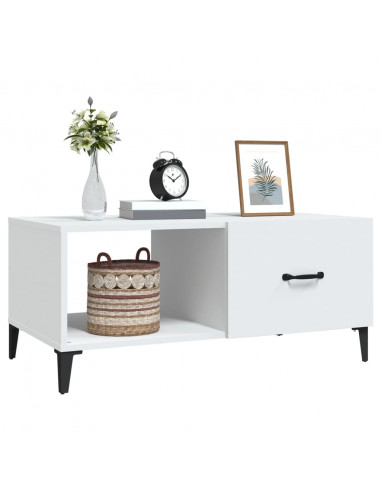 Tavolino da Salotto Bianco 90x50x40 cm in Legno Multistrato