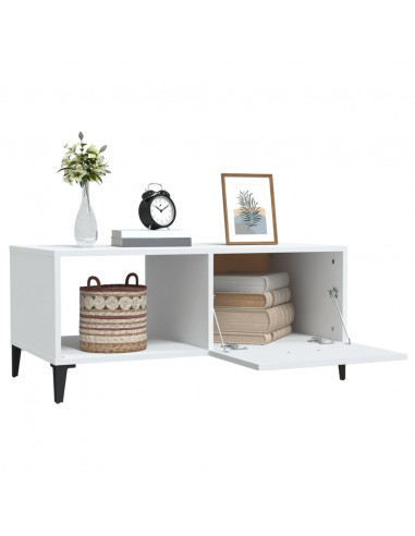 Tavolino da Salotto Bianco 90x50x40 cm in Legno Multistrato