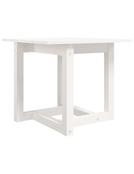 Tavolino da Salotto Bianco 50x50x45 cm Legno Massello di Pino