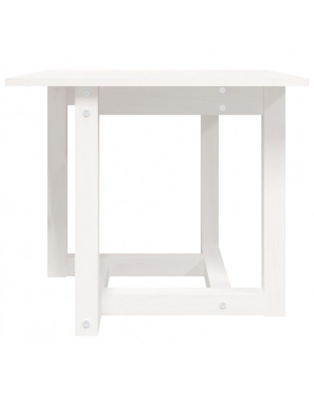 Tavolino da Salotto Bianco 50x50x45 cm Legno Massello di Pino
