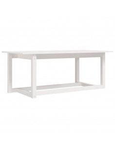 Tavolino da Salotto Bianco 110x55x45 cm Legno Massello di Pino 2