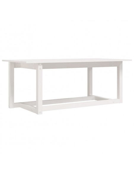 Tavolino da Salotto Bianco 110x55x45 cm Legno Massello di Pino