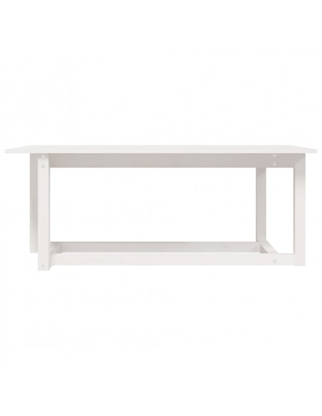 Tavolino da Salotto Bianco 110x55x45 cm Legno Massello di Pino