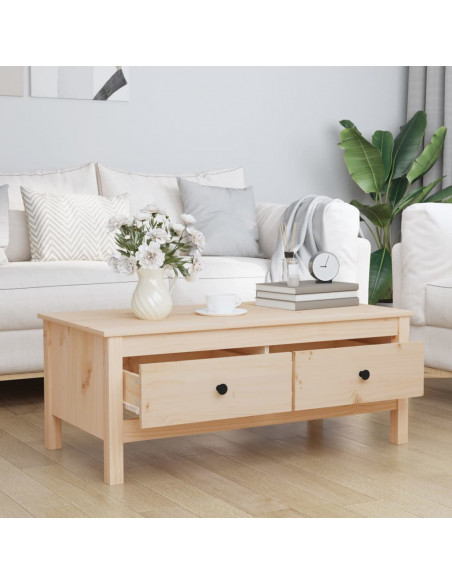 Tavolino da Salotto 100x50x40 cm in Legno Massello di Pino
