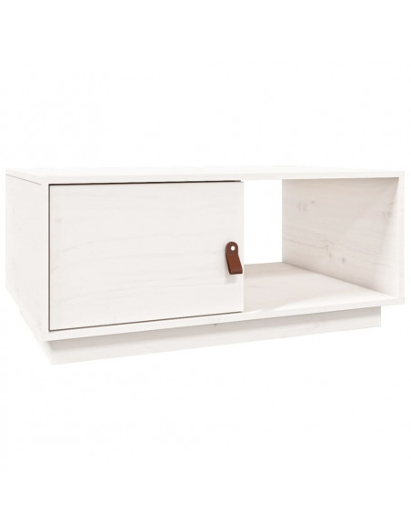 Tavolino da Salotto Bianco 80x50x35,5 cm Legno Massello di Pino