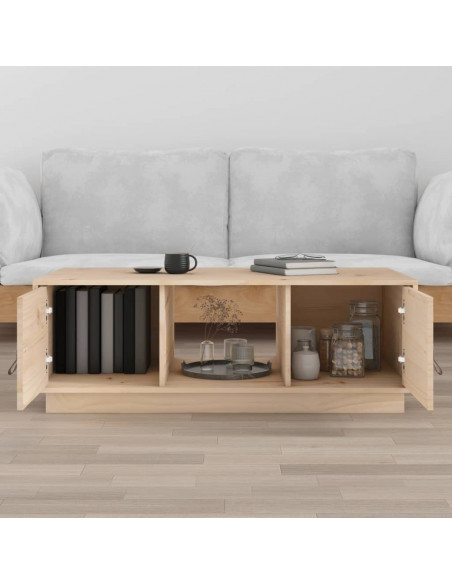 Tavolino da Salotto 100x50x35 cm in Legno Massello di Pino
