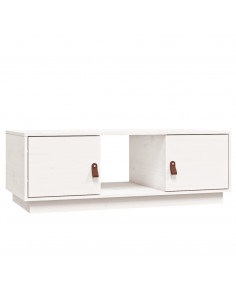 Tavolino da Salotto Bianco 100x50x35 cm Legno Massello di Pino 2