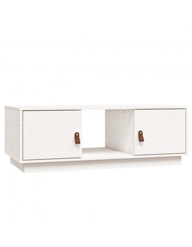 Tavolino da Salotto Bianco 100x50x35 cm Legno Massello di Pino