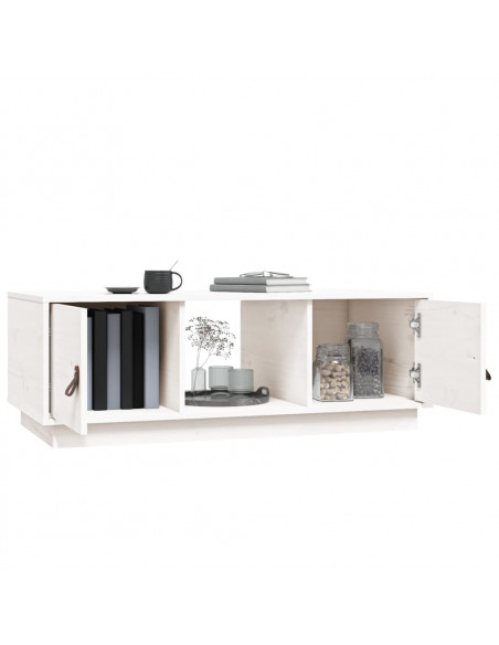 Tavolino da Salotto Bianco 100x50x35 cm Legno Massello di Pino