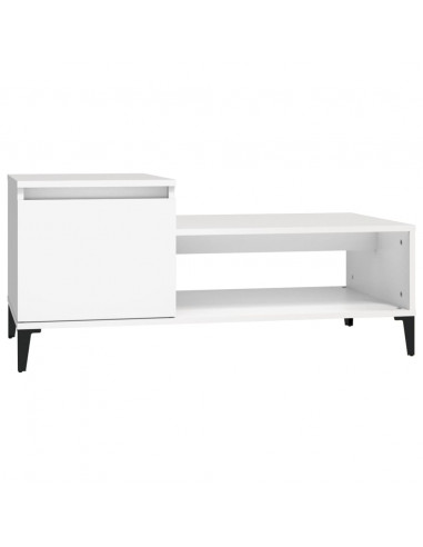 Tavolino da Salotto Bianco 100x50x45 cm in Legno Multistrato
