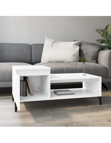 Tavolino da Salotto Bianco 100x50x45 cm in Legno Multistrato