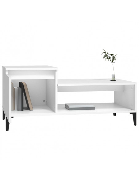 Tavolino da Salotto Bianco 100x50x45 cm in Legno Multistrato