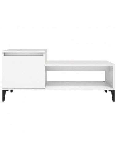 Tavolino da Salotto Bianco 100x50x45 cm in Legno Multistrato