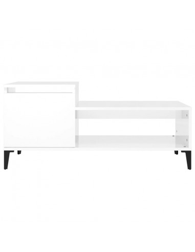 Tavolino da Salotto Bianco Lucido 100x50x45cm Legno Multistrato