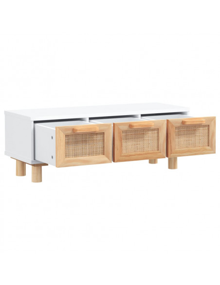 Tavolino Bianco 80x40x30cm Legno Multistrato e Massello di Pino