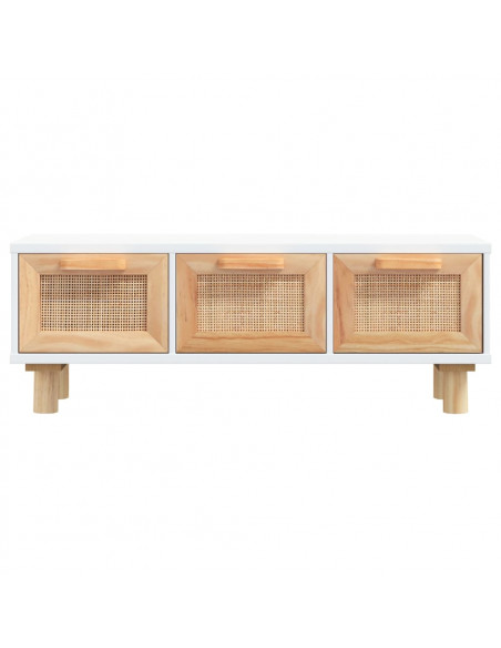 Tavolino Bianco 80x40x30cm Legno Multistrato e Massello di Pino