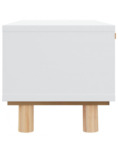 Tavolino Bianco 80x40x30cm Legno Multistrato e Massello di Pino