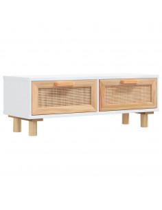 Tavolino Bianco 80x40x30cm Legno Multistrato e Massello di Pino 2