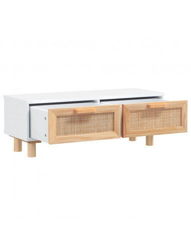 Tavolino Bianco 80x40x30cm Legno Multistrato e Massello di Pino