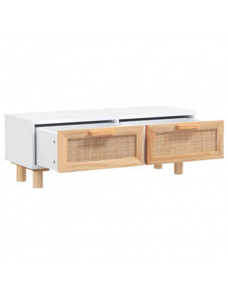 Tavolino Bianco 80x40x30cm Legno Multistrato e Massello di Pino