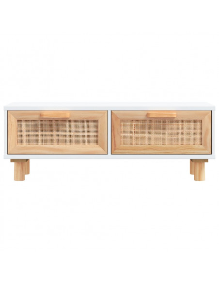 Tavolino Bianco 80x40x30cm Legno Multistrato e Massello di Pino