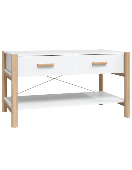 Tavolino da Salotto Bianco 82x38x45 cm in Legno Multistrato