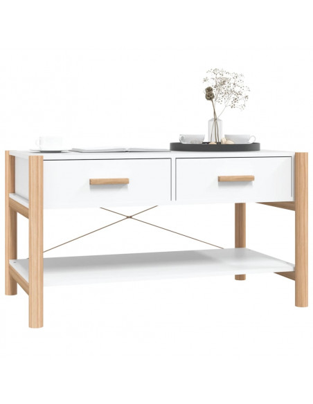 Tavolino da Salotto Bianco 82x38x45 cm in Legno Multistrato