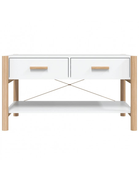 Tavolino da Salotto Bianco 82x38x45 cm in Legno Multistrato