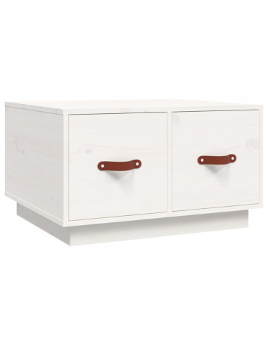 Tavolino da Salotto Bianco 60x53x35 cm Legno Massello di Pino