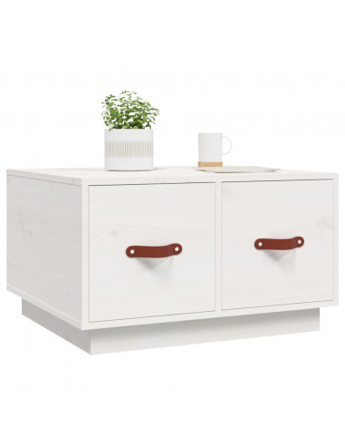 Tavolino da Salotto Bianco 60x53x35 cm Legno Massello di Pino