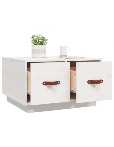 Tavolino da Salotto Bianco 60x53x35 cm Legno Massello di Pino