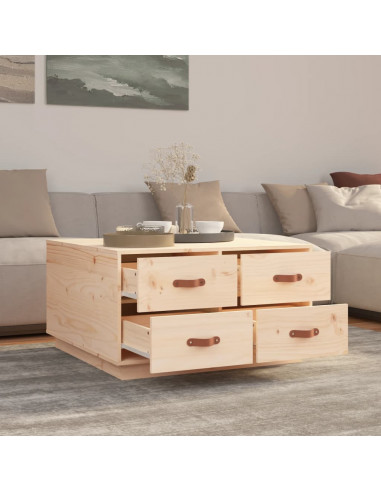 Tavolino da Salotto 80x80x45 cm in Legno Massello di Pino