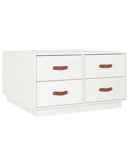 Tavolino da Salotto Bianco 80x80x45 cm Legno Massello di Pino
