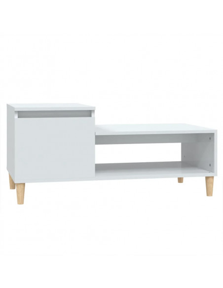 Tavolino da Salotto Bianco Lucido 100x50x45cm Legno Multistrato