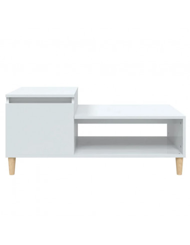 Tavolino da Salotto Bianco Lucido 100x50x45cm Legno Multistrato