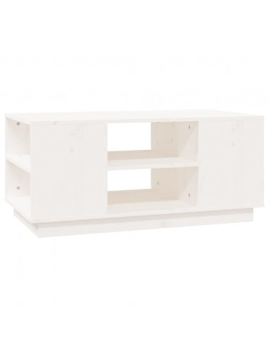 Tavolino da Salotto Bianco 90x49x40,5 cm Legno Massello di Pino