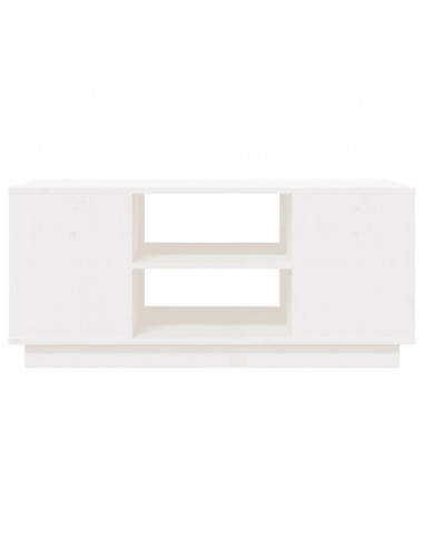 Tavolino da Salotto Bianco 90x49x40,5 cm Legno Massello di Pino