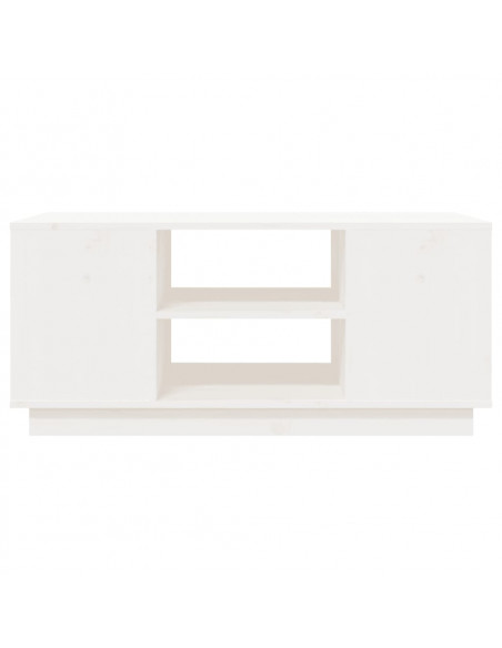 Tavolino da Salotto Bianco 90x49x40,5 cm Legno Massello di Pino